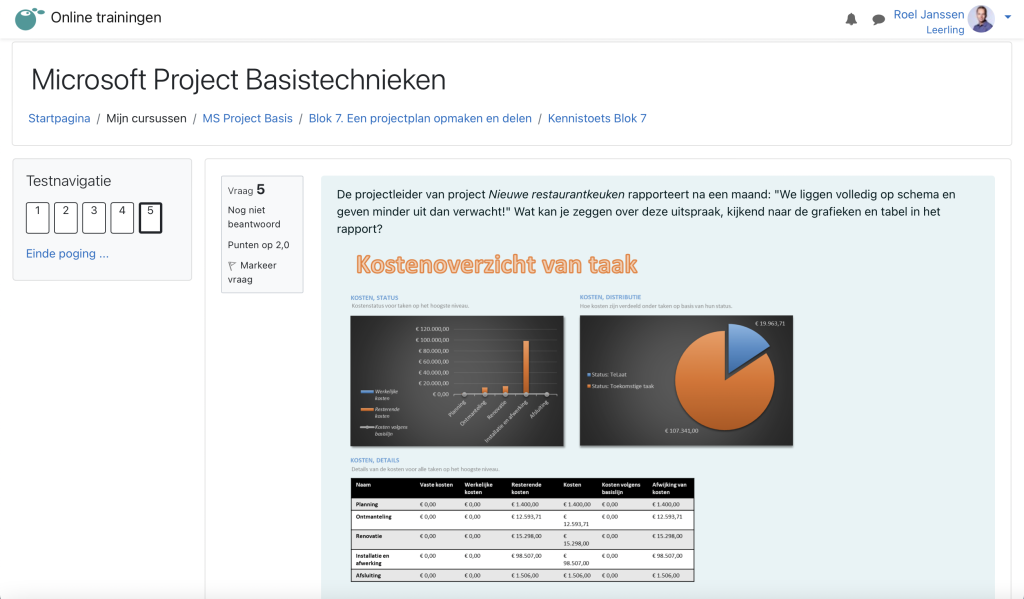 Microsoft Project Basis schermvoorbeeld